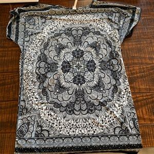 India Boutique Black & White Blouse with Flower Pattern